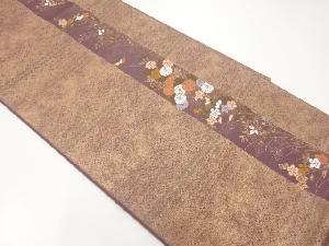 本金箔縞に菊・桔梗・蝶模様織出し袋帯